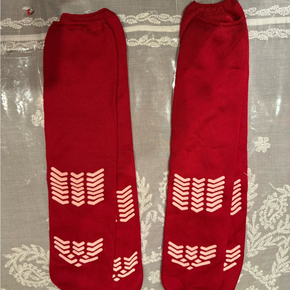 NWT TWO pairs of Red Athletic Socks with White Chevron Design. UNISEX